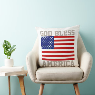 Coussin Drapeau américain patriotique Dieu bénisse l'Améri