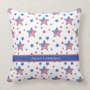 Coussin Drapeau américain personnalisé Blue Red Star