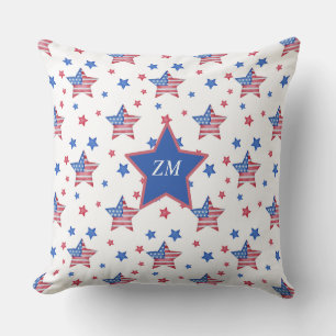 Coussin Drapeau américain personnalisé Étoile bleu rouge b