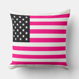 Coussin drapeau américain rose