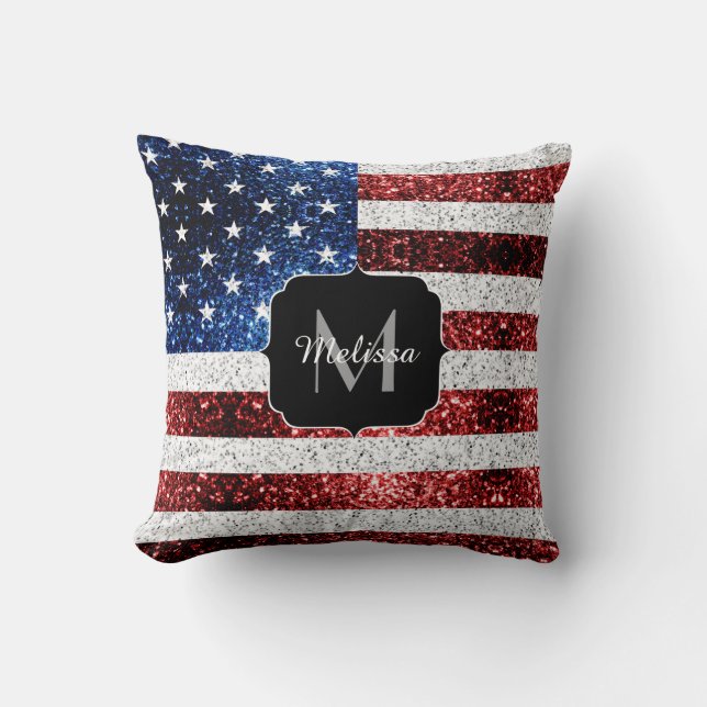 Coussin Drapeau américain rouge blanc brillant parties sci (Recto)