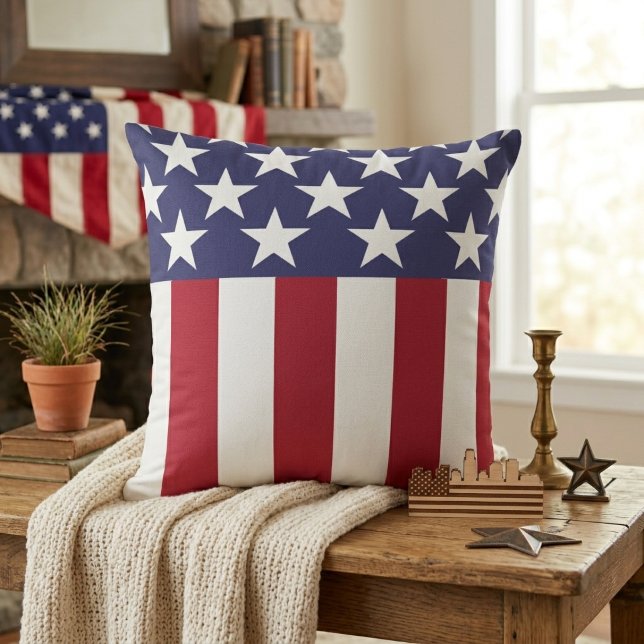Coussin Drapeau américain Stars and Stripes  (Stars and Stripes American Flag Throw Pillow)