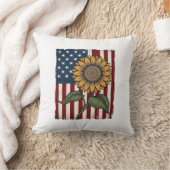 Coussin Drapeau américain tournesol vintage (Couverture)