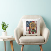 Coussin Drapeau américain tournesol vintage (Chaise)