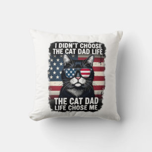 Coussin Drapeau américain vintage chat papa Fête des Pères