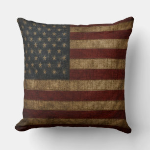 Coussin Drapeau américain vintage graisseux