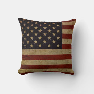 Coussin Drapeau américain vintage Grunge