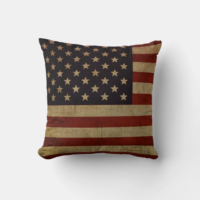 Coussin Drapeau américain vintage Grunge (Recto)