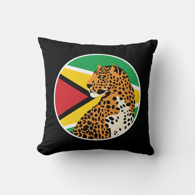 Coussin Drapeau animal national du Guyana Jaguar Guyane (Recto)