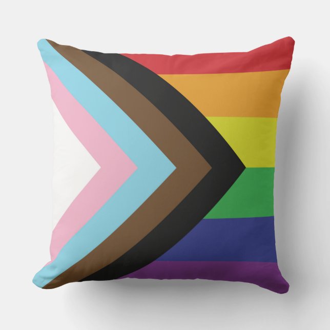 Coussin Drapeau arc-en-ciel gay pride progressiste LGBTQIA (Recto)