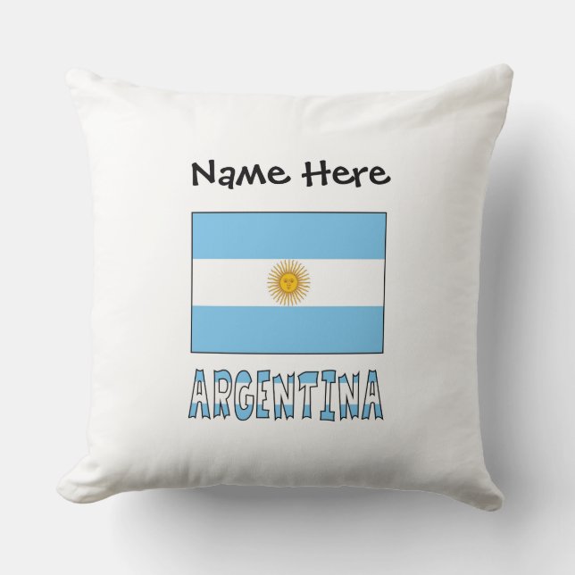 Coussin Drapeau argentin Argentine Texte personnalisé  (Recto)
