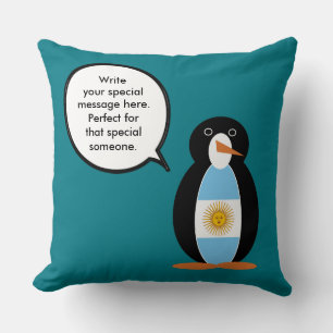 Coussin Drapeau argentin Ms Penguin parlante personnalisé