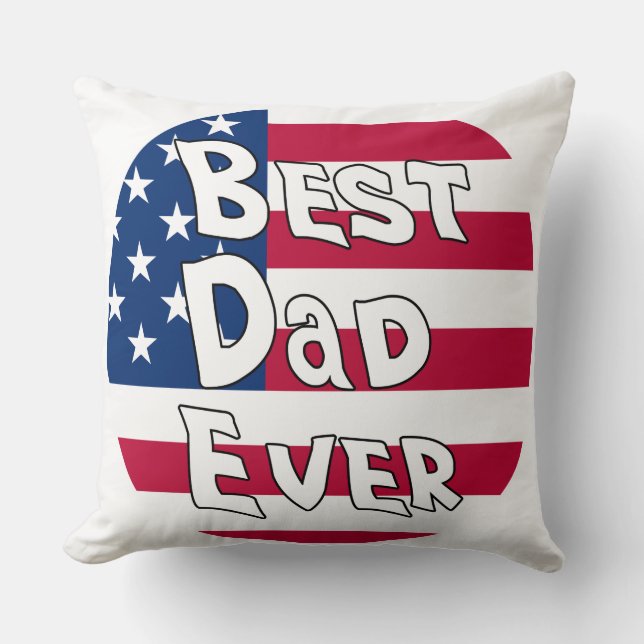 Coussin Drapeau Best Papa Ever USA (Recto)