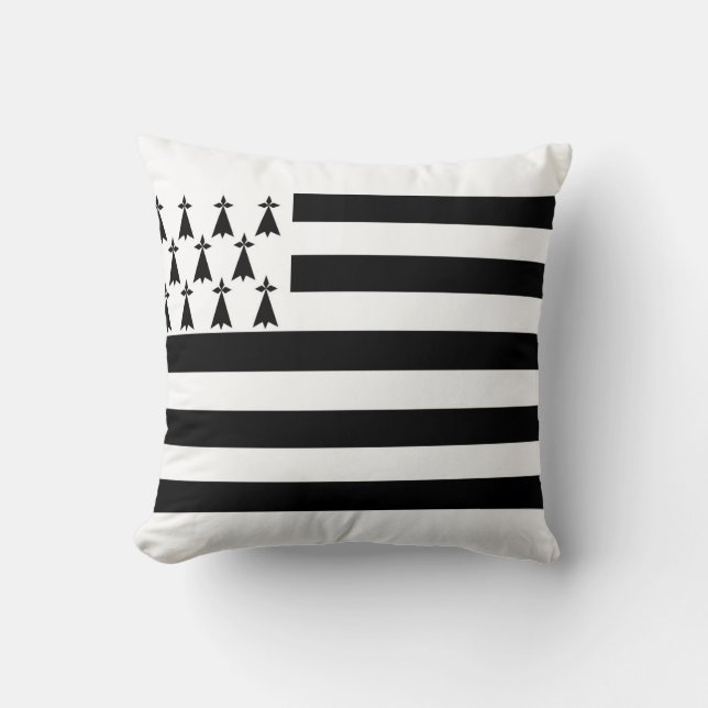 Coussin Drapeau breton (Gwenn-ha-du) Jeu d'oreiller (Recto)