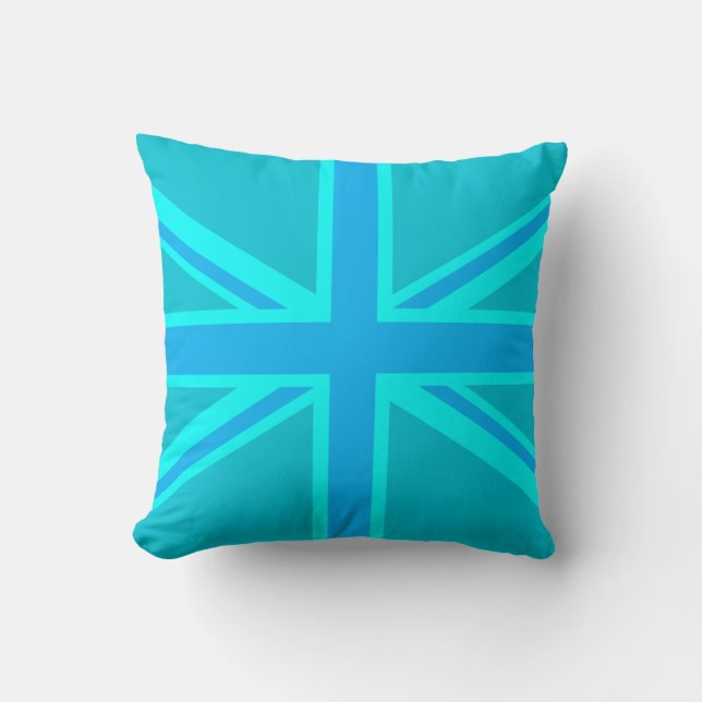 Coussin Drapeau britannique Turquoise Union Jack (Recto)