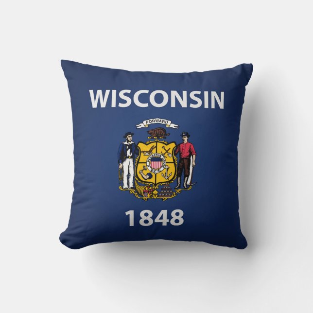 Coussin Drapeau cool De L'État Du Wisconsin (Recto)