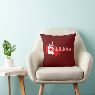 Coussin Drapeau de carte de script Canada canadien simple
