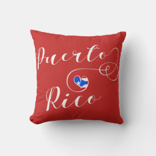 Coussin Drapeau de coeur de Porto Rico, portoricain