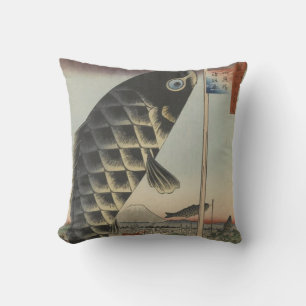Coussin Drapeau de fête du poisson Koi Hiroshige japonais