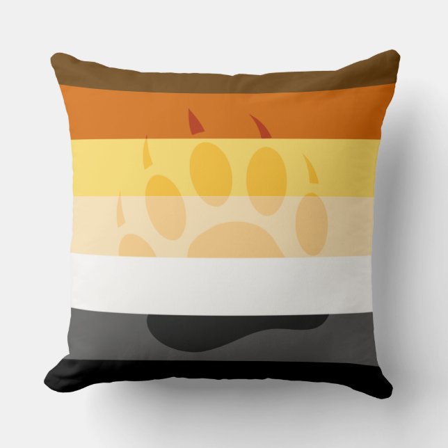 Coussin Drapeau de fierté de l'ours avec accent de patte d (Recto)