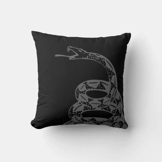 Coussin Drapeau de Gadsden Ne Marchez pas sur Moi Gris (Recto)