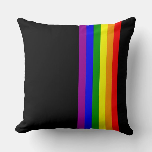 Coussin Drapeau de LGBT sur le noir (Recto)