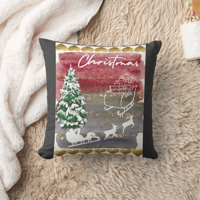 Coussin Drapeau de maison de Noël vintage (Couverture)
