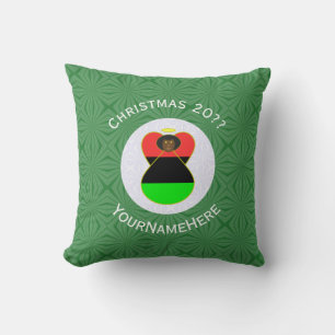 Coussin Drapeau de Noël ange de la diaspora africaine pers
