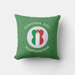 Coussin Drapeau de Noël d'ange italien personnalisé