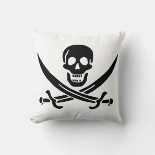 Coussin Drapeau de pirate Crâne croisé épées