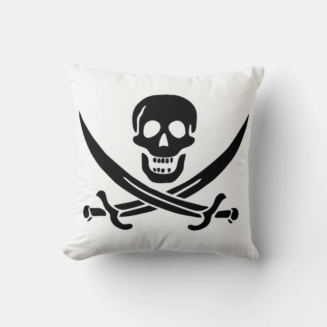 Coussin Drapeau de pirate Crâne croisé épées (Recto)