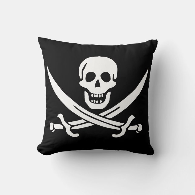 Coussin Drapeau de pirate Crâne croisé épées (Recto)