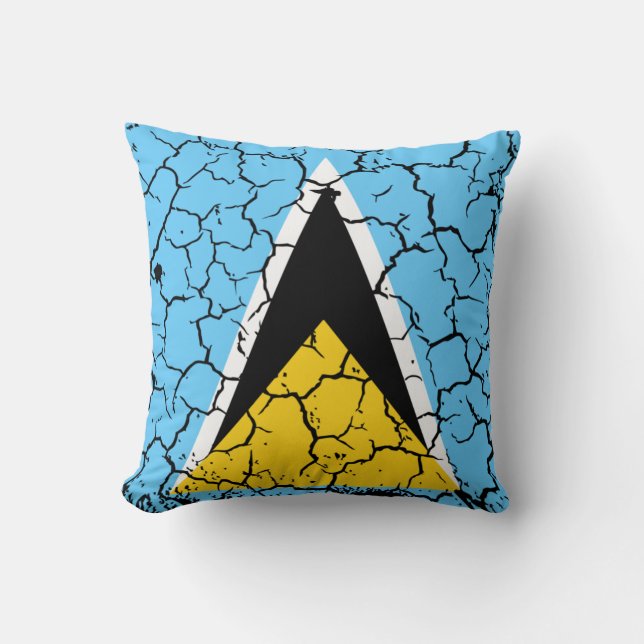 Coussin Drapeau de Sainte-Lucie sur la conception de fissu (Recto)