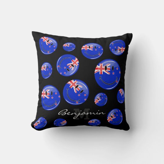 Coussin Drapeau de sourire de la Nouvelle Zélande (Recto)