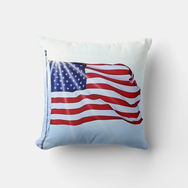 Coussin Drapeau des Etats-Unis d'Amérique dans le vent (Recto)