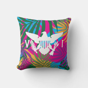Coussin Drapeau des îles Vierges américaines, Tropical col