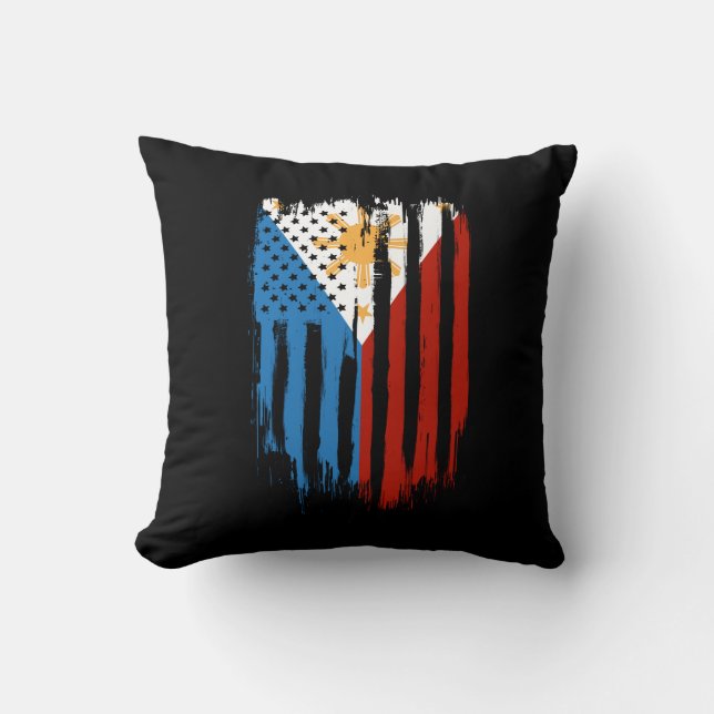 Coussin Drapeau des Philippines moitié américain moitié ph (Recto)
