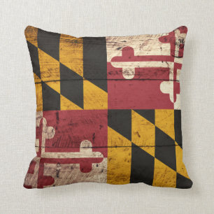 Coussin Drapeau d'état du Maryland sur le vieux grain en