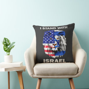Coussin Drapeau d'Israël et des États-Unis Lion _ Je suis