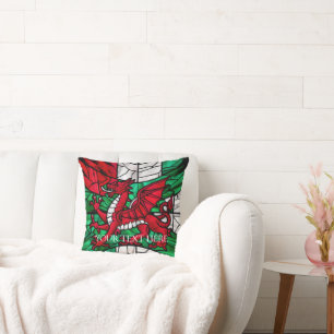 Coussin Drapeau du dragon rouge gallois