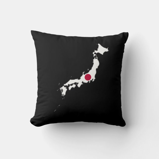 Coussin Drapeau du Japon sur la carte (Recto)