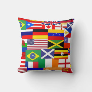 Coussin Drapeau du monde collage
