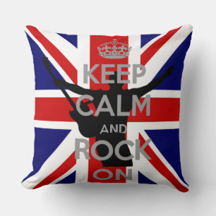 Coussin Drapeau du Royaume-Uni Gardez calme Rocher sur