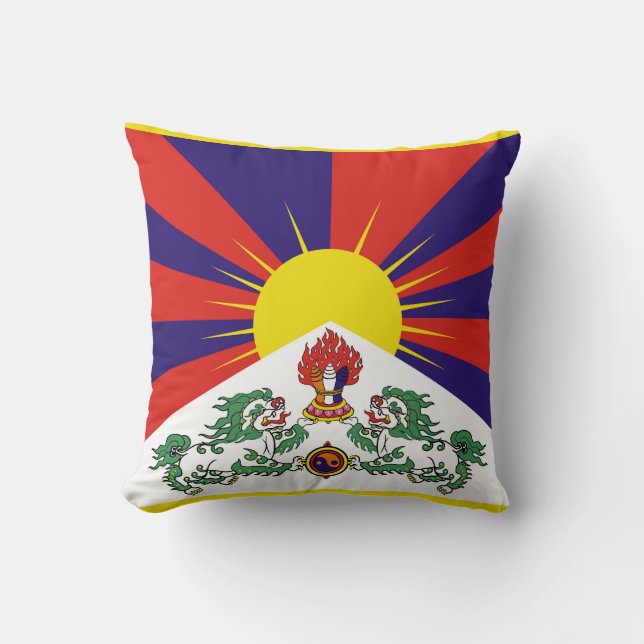 Coussin Drapeau du Tibet - Drapeau du lion des neiges (Recto)