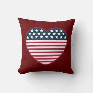 Coussin Drapeau en forme de coeur américain