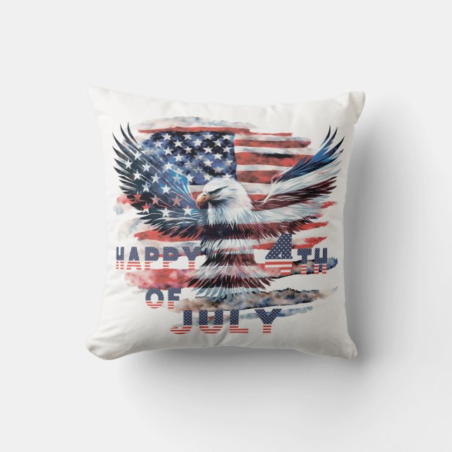 Coussin Drapeau et aigle des États-Unis. Indépendance (Recto)