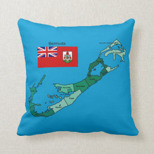 Coussin Drapeau et carte des Bermudes