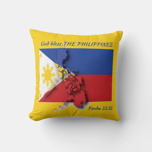 Coussin DRAPEAU FILIPINO Philippines Écriture personnalisé (Recto)