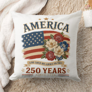 Coussin Drapeau Floral Patriotique Amérique 250 Ans Depuis