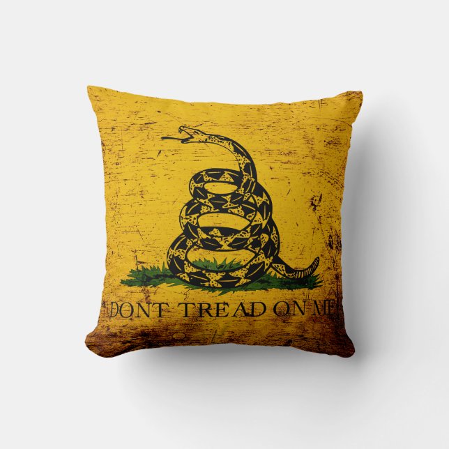 Coussin Drapeau Gadsden Black Grunge (Recto)